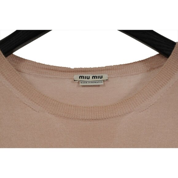 Miu Miu Womens Sweater 46 XXL Peach Tan Brown Pullover Embroidered Lace Layered - Picture 3 of 10